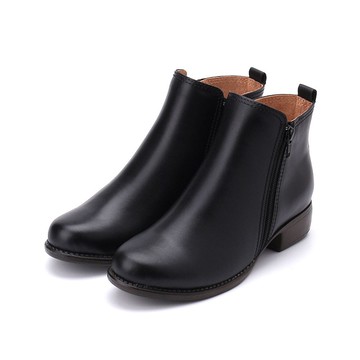 LUZZI 雙拉鍊短靴 黑 女鞋