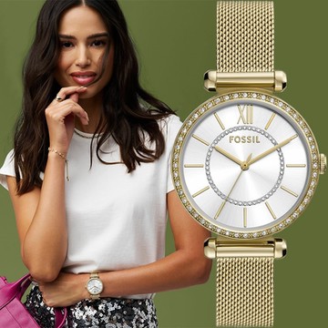 FOSSIL Tillie 時尚晶鑽米蘭女錶 新春開運 送禮首選-銀x金/36mm BQ3990