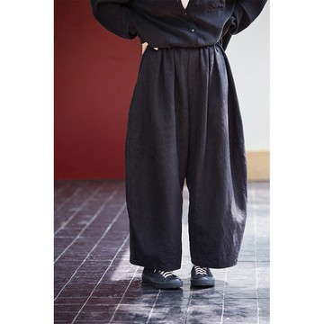 寂靜黑亞麻溫和儒雅彎刀褲