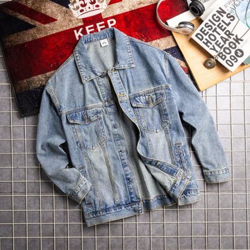 春秋季新款翻領復古牛仔衣男工裝夾克休閑男士外套百搭上衣潮外穿