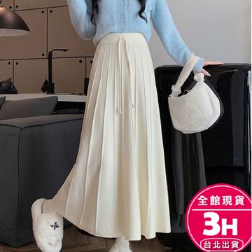 【梨卡】隔日到貨 女裝 長裙 中長裙 半身裙 A字裙 溫柔風針織 秋冬長裙 針織長裙 顯瘦長裙 ES115【現貨24H】