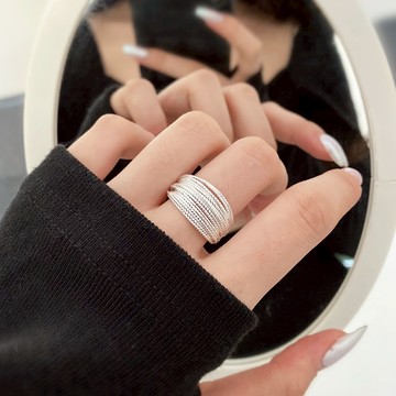 韓系 層次線條 戒指 開口可調整 台灣當天出貨 尾戒飾品 戒指女 金戒指 情侶戒指 閨蜜戒指 手飾 食指戒 F715