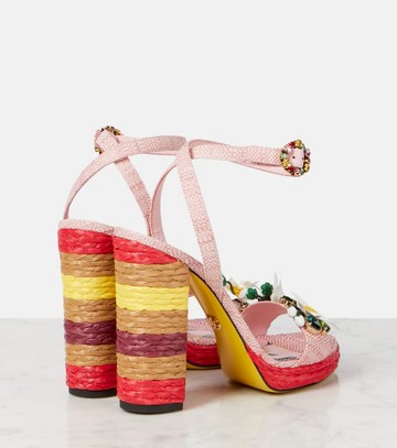 Dolce & Gabbana Taormina 135 embellished raffia sandals