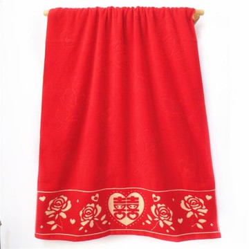 喜字純棉浴巾毛巾套裝伴手禮車掛紅不易掉色大紅浴巾喜字毛巾禮品