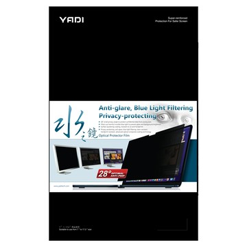 YADI 亞第 靜電吸附 水之鏡防窺片 抗眩光 藍光過濾 適用於17.3吋螢幕  黑色  1個