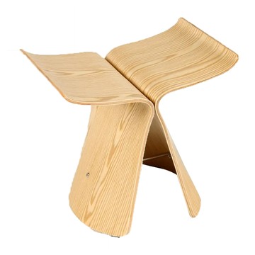 Betterfly 創意蝴蝶矮凳  水曲柳/胡桃木 + 灣板 + 鋼架  42cm x 30cm x 39cm  原木色  1個