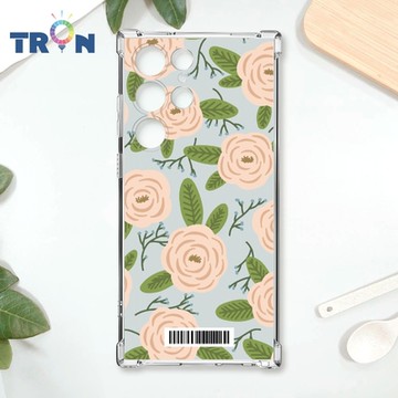 TRON 三星 S23 Ultra 平塗手繪花朵D款 四角防摔載具殼 軟殼 手機殼