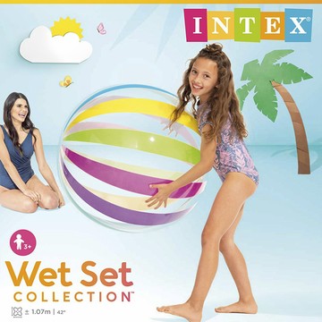 【SV61237】INTEX 七彩條紋特大充氣遊戲球 海灘球 充氣球 玩具球 夏天玩水 幼兒園充氣球