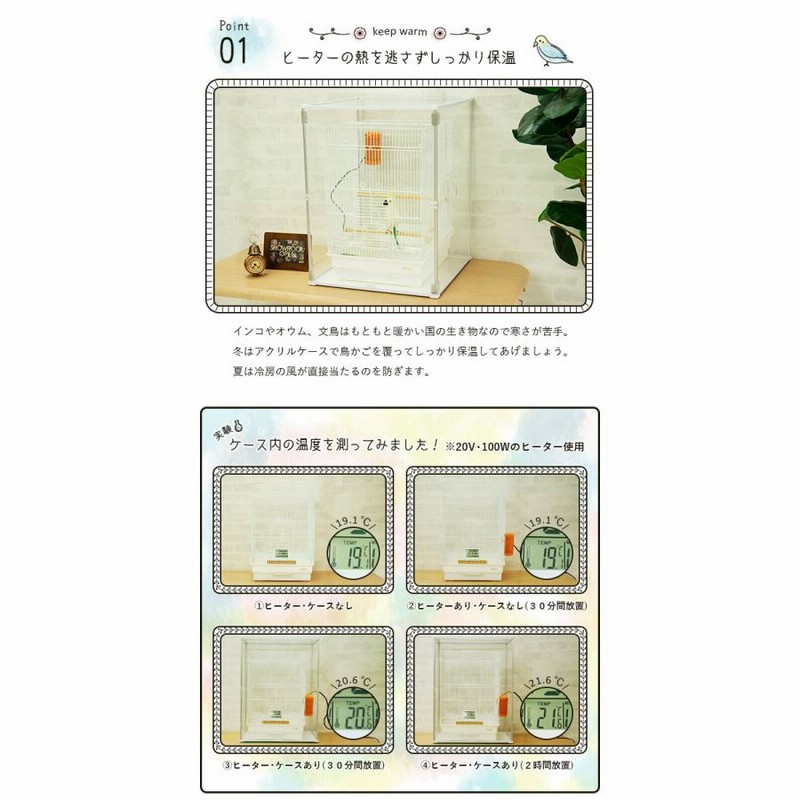 鳥かご アクリルカバー とりまる Mサイズ アクリルケージ 防寒
