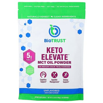 BioTRUST, Keto Elevate™，中鏈甘油三酯油粉，原味，6.35 盎司（180 克）