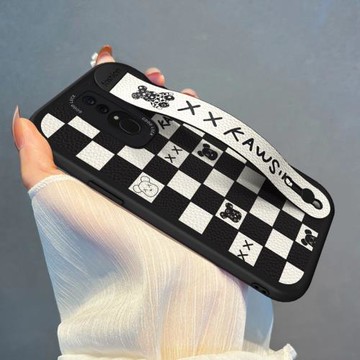 適用OPPOA9手機殼腕帶暴力熊A1Pro格子新款A5套情侶K10X創意支架A7/K9S潮牌男女K11/K12/A9防摔軟硅膠K3/A8