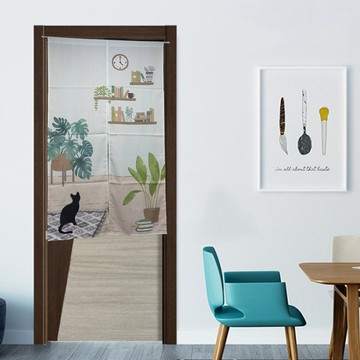 風雅貓印花長門簾90X150