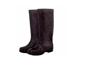 特長雨鞋 長筒雨靴女用 雨鞋 特長雙色彩紋女靴 時尚雨靴 雨鞋 新晉牌 台灣製造