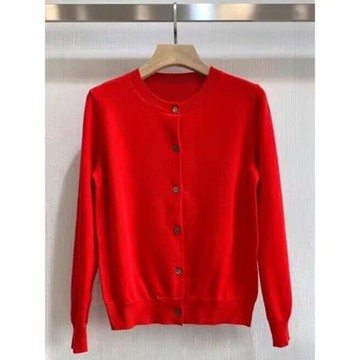 2025春秋新款羊毛針織衫男女外搭毛衣大紅色短款開衫薄款外套上衣