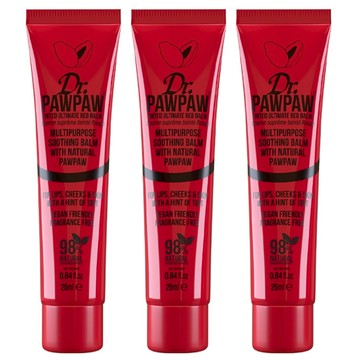 Dr.PAWPAW 台灣公司貨 熱戀紅潤色霜(英國木瓜霜 護唇膏)  3個  25ml  紅色