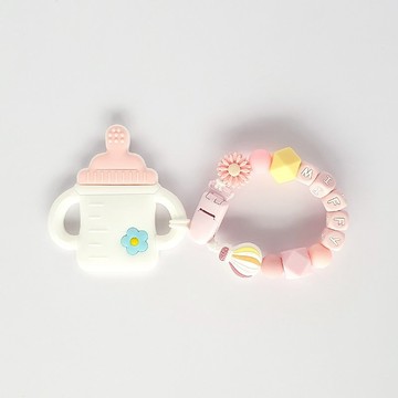 MIFFY 雛菊 熱氣球 粉色奶瓶固齒器 / 客製化奶嘴鏈