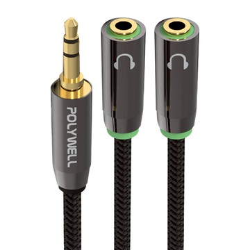 POLYWELL 寶利威爾 1公轉2母3.5mm音源分享線  PW15-W52-A007  1條