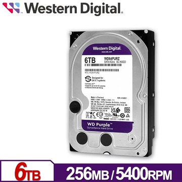 WD 紫標 6TB 3.5吋 SATA 監控系統硬碟 WD64PURZ