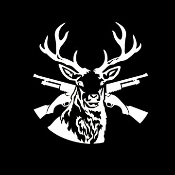 反光屋FKW 槍與鹿 鹿頭 麋鹿 反光貼紙 無底簍空 防水車貼 細膩質感 汽車貼紙 機車貼紙 9*9.5公分 VOLVO