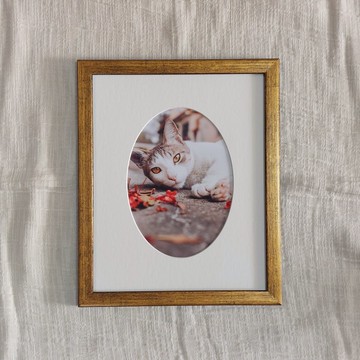暖調極簡舊化金相框含5x7吋橢圓形開孔襯卡【鎏金 Relic】相框