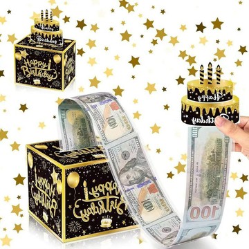 百貨精選🌺新中式生日禮物取款機紅包盒抽錢取錢拉出錢黑金禮盒創意驚喜盒子Aring百貨精選