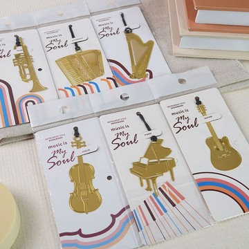 【STU】精美樂器金屬迷你書籤 創意簡約書籤 文藝音樂書簽 6款 樂器款式 文青必備