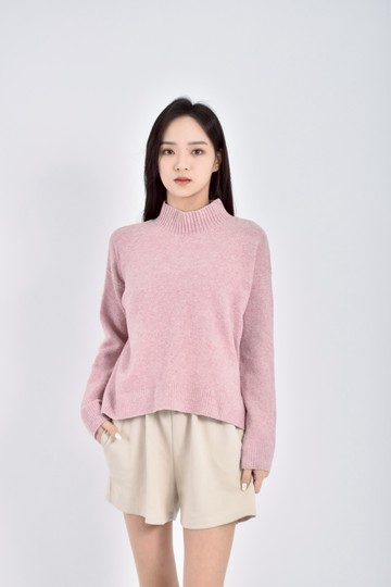 (M) uniqlo質感羊毛高領長袖粉色毛衣