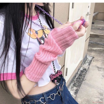 臺灣出貨12H🌈ins多巴胺護臂日系原宿露指甜美jk針織袖套女袖套ins高顏值防曬