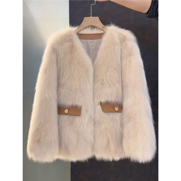 (免運)富家千金小個子皮毛一體歐貨環保皮草毛毛外套女秋冬2024新款爆款