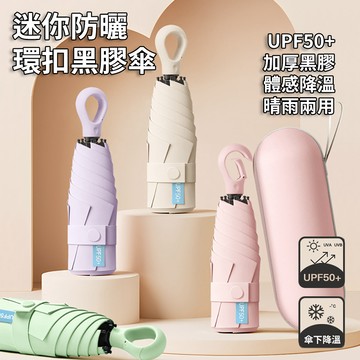 [樂瘋]新式環扣五折晴雨傘 扣環折疊傘 等效18骨｜UPF50+ LZA+黑膠防曬 五折抗風傘, 迷你口袋傘 A222