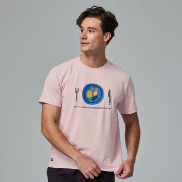 moz駝鹿餐盤 舒涼 柔彈T恤-淺粉 男款