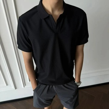 美式海鷗領POLO衫翻領短袖男士2025新款通勤商務休閑半袖polo衫鑫弘-衣錦男裝