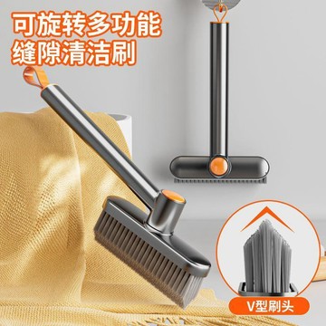 🔥臺灣出貨🔥【多功能旋轉縫隙清潔刷】浴室廁所瓷磚地板專用｜硬毛刷刮水二合一｜免彎腰設計＋可拆換刷頭 牆角凹槽頑垢輕鬆刷除
