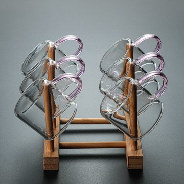 加厚玻璃小茶杯帶把透明小號功夫品茗杯耐熱小杯子主人杯茶具套裝