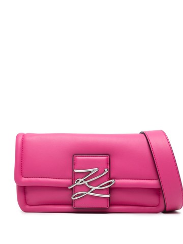 Karl Lagerfeld - Autograph-plaque crossbody bag - women - Polyester/Polyester/Polyurethane - One Size - Pink