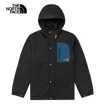 The North Face北面男款黑色防水透氣連帽衝鋒衣｜89YT7OW