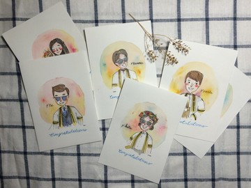 定制水彩肖像_1人/明信片