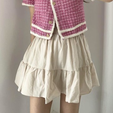 【sol.owen】韓國進口 松緊高腰蓬蓬顯瘦百搭半身短裙