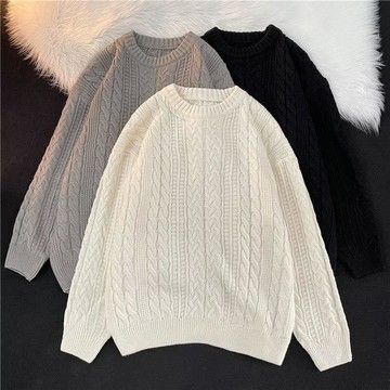 新品上市長袖針織衫 情侶 日系復古套頭毛衣男  ins慵懶風秋裝毛衣 潮流 百搭 M-2XL 休閑毛衣