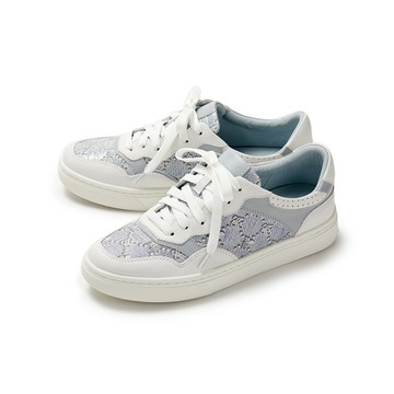 (限時⬊5折)Sabon刺繡異材質真皮綁帶休閒鞋 藍色 (10293105)