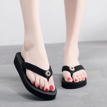 外穿拖鞋女夏網紅時尚坡跟涼拖鞋厚底防滑百搭人字拖夾腳沙灘拖鞋