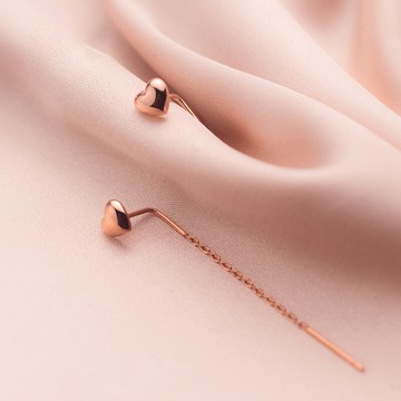 花影s925玫瑰金愛心流蘇耳線氣質長款時尚高級感耳環年新款潮