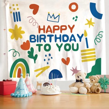 半島良品 居家裝飾掛布  生日蛋糕 白色  100 x 75cm