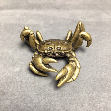 實心純黃銅螃蟹古玩茶寵擺件仿古工藝品古銅器裝飾收藏品廠家