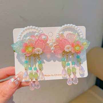 love, charlotte - 仙氣珍珠花籃造型吊墜髮飾對夾