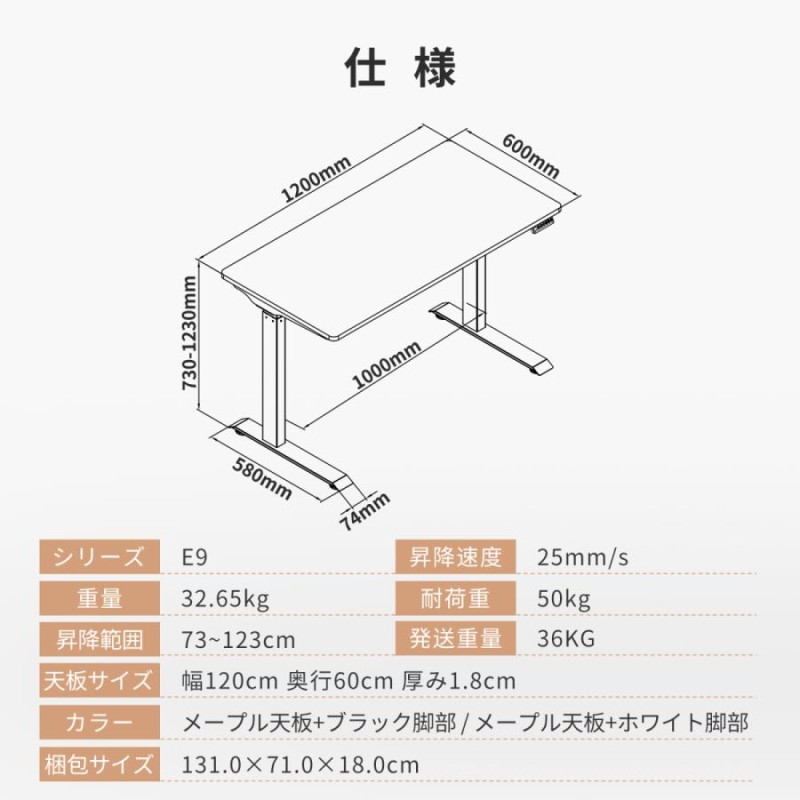 FlexiSpot E9 スタンディングデスク　電動式昇降式デスク　幅120目立つ傷はありません