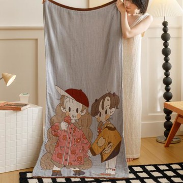 水洗全棉紗布浴巾家用純棉吸水速干兒童大人可愛男女加大洗澡裹巾