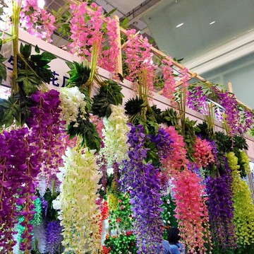 長款紫藤壁掛花藤 婚慶裝飾豆瓣花藤 塑料裝飾仿真花花藤 長豆花