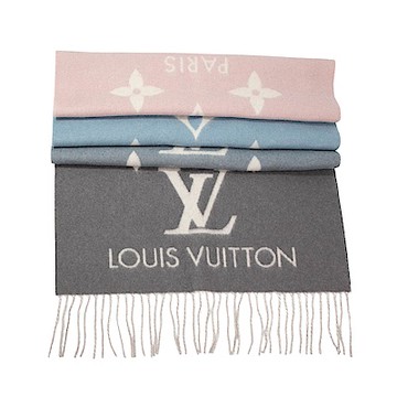 LV Louis Vuitton M70868 REYKJAVIK GRADIENT寬版 漸層多色圍巾(玫瑰藍)