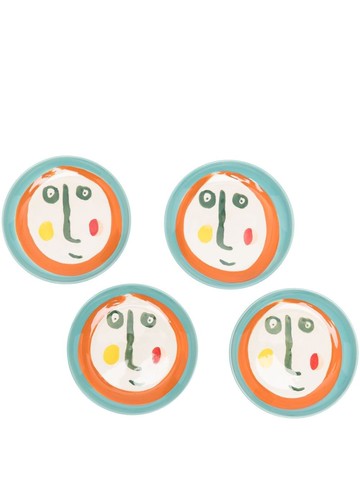 Serax - Feast Face 2 abstract-print plate (set of 4) - women - ceramic - One Size - Blue